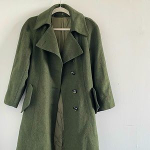 Vintage Midi Forest Green Wool Coat